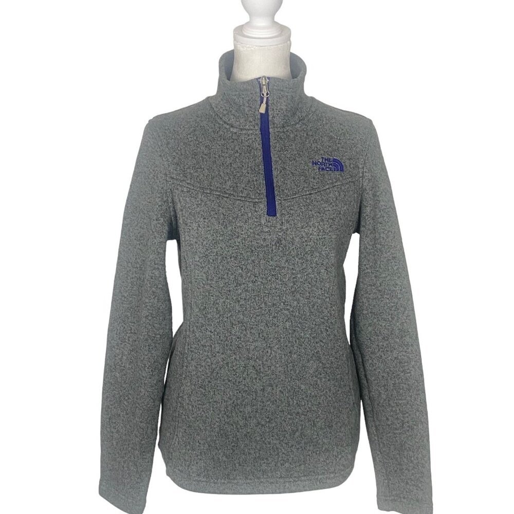 THE NORTH FACE Women Fleece Sweatshirt Pullover Long Sleeve Sz S Gray H-43